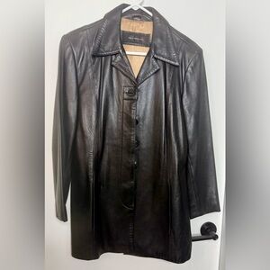 Women's Black Leather Coat
